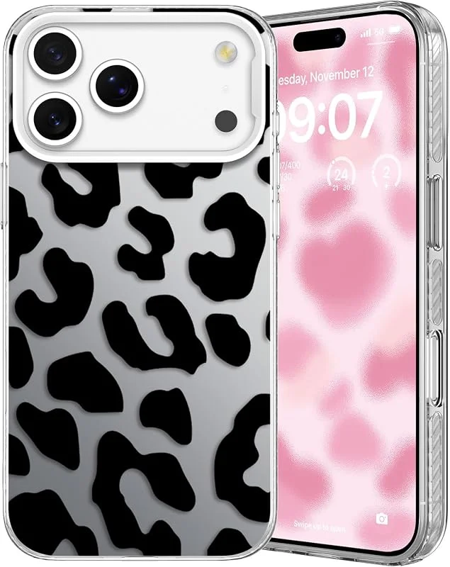 ZCDAYE Fodral för iPhone 17 Pro Max Leopardmönster tryckt mobiltelefonfodral, Söt kvinnlig flicka mobiltelefonväska TPU Slät Stabilt skyddsfodral för iPhone 17 Pro Max (17, 5 cm), Vit Leopard — Mobil och surfplatta