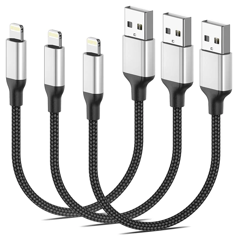 20 cm iPhone laddningskabel kort, 3-pack MFi certifierad USB till Lightning-kabel kort, iPhone laddkabel snabbladdningskabel och datakabel för iPhone 14 13 12 11 Pro Max X XS XR 8 7 6 Plus SE – svart — Mobil och surfplatta