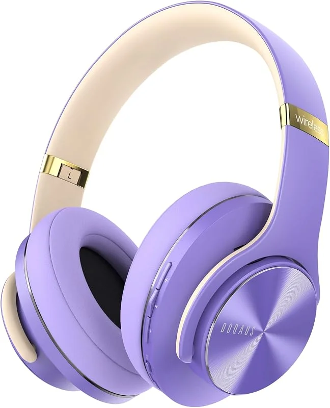 DOQAUS Bluetooth Hörlurar Over Ear, 90 Timmars Speltid Trådlösa Hörlurar, 3 EQ-lägen, Vikbara Hi-Fi Stereo Hörlurar, Inbyggd Mikrofon Trådbundet Läge För Telefon, PC(Purpur) — Hörlurar och ljud