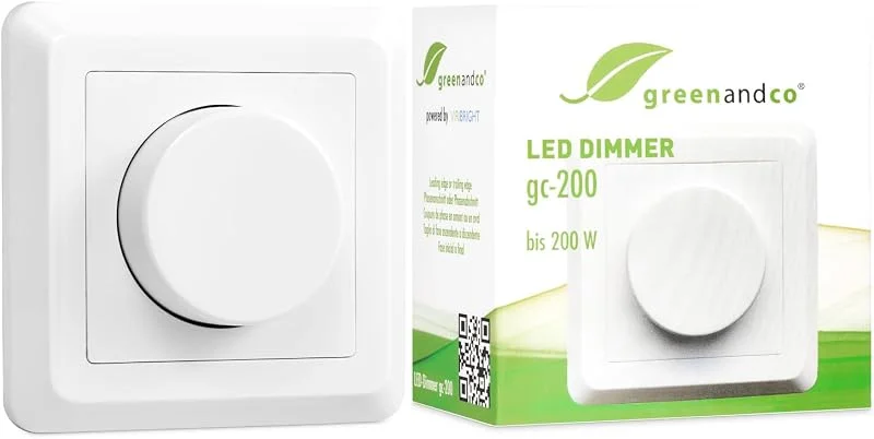 greenandco® gc-200 Infälld 2-vägs LED-dimmerströmbrytare 1-200W, fungerar också med halogen och glödlampor, vit — Smarta hem
