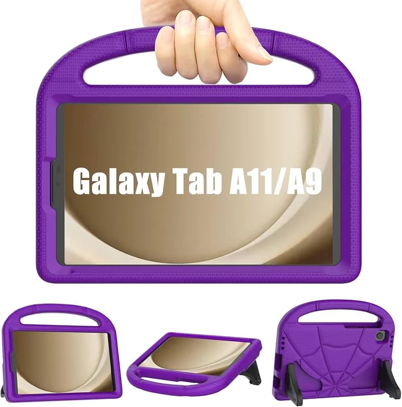 barnfodral för Samsung Galaxy Tab A9 2023, lätt stötsäker barnvänlig Samsung A9 surfplatta fodral med handtag stativ för Samsung Galaxy Tab A9 surfplatta lila — Mobil och surfplatta