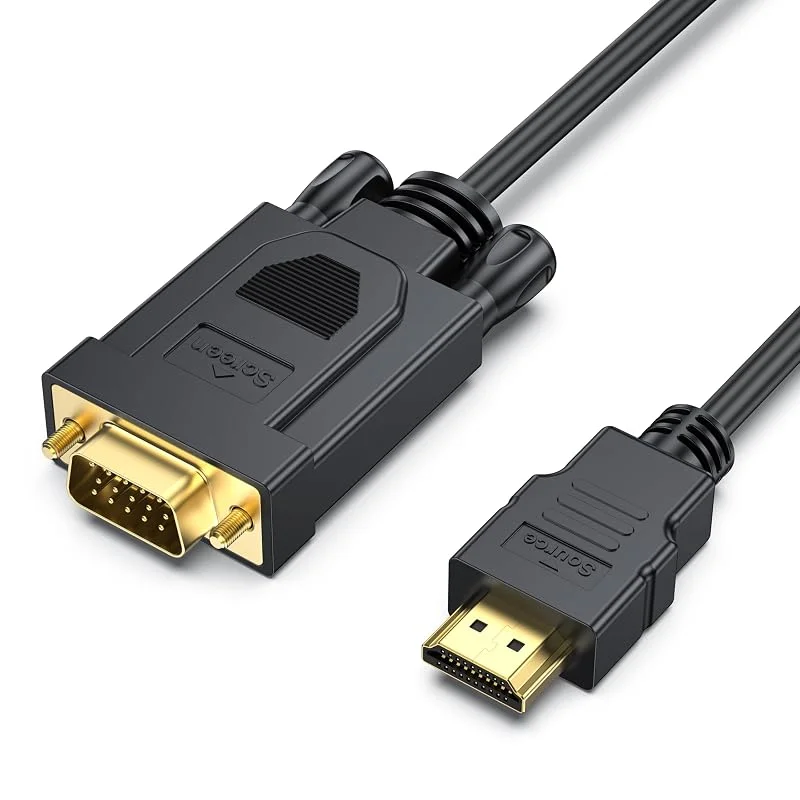 HDMI till VGA, Benfei guldpläterad HDMI till VGA 1, 8 M-kabel (hane till hane) för dator, stationär dator, bärbar dator, PC, bildskärm, projektor, HDTV, Chromebook, Raspberry Pi, Roku, Xbox med mera – svart — Datortillbehör