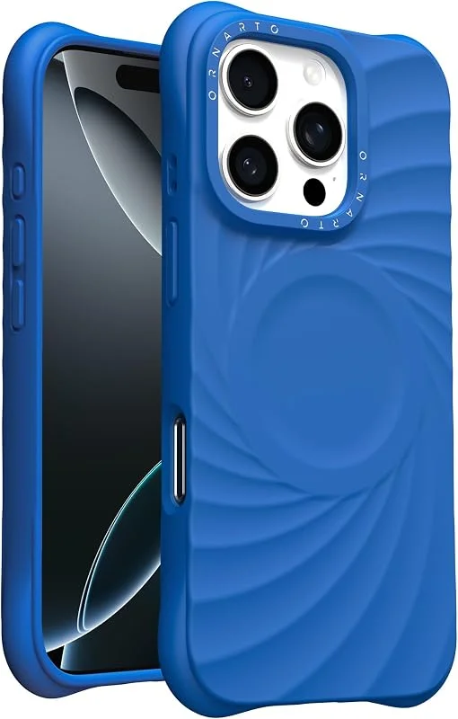 ORNARTO Vortuxe-fodral för iPhone 16 Pro Max 6, 9 tum - Kompatibelt med Magnetisk Military Grade droppsäkert, Liquid Silicone 16 Pro Max-skyddande fodral, hållbarhet och texturerat - Azur — Mobil och surfplatta