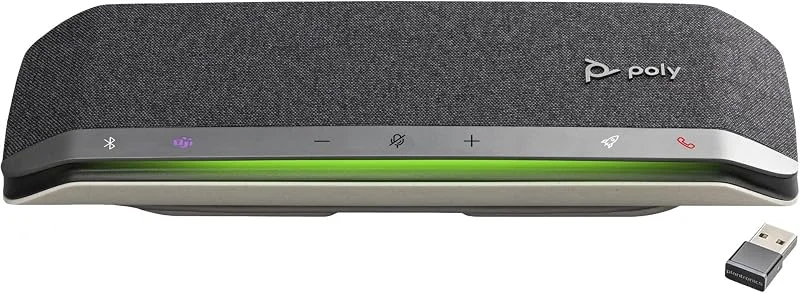 Poly – Sync 40+ Bluetooth Smart Speakerphone (Plantronics) – flexibla arbetsutrymmen – anslut till PC, Mac via inkluderade BT600 Dongle och smartphones via Bluetooth – Fungerar med team (certifierad) — Hörlurar och ljud