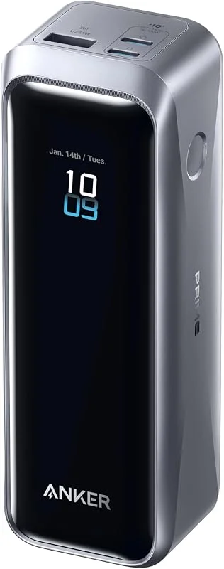 Anker Prime powerbank, 20100mAh, 3-portabel laddare med 220 W maxeffekt, tvåvägsladdning, TSA-godkänd, appstyrning, för MacBook, iPhone 17, 16-serien och mer (bas ingår ej) — Mobil och surfplatta