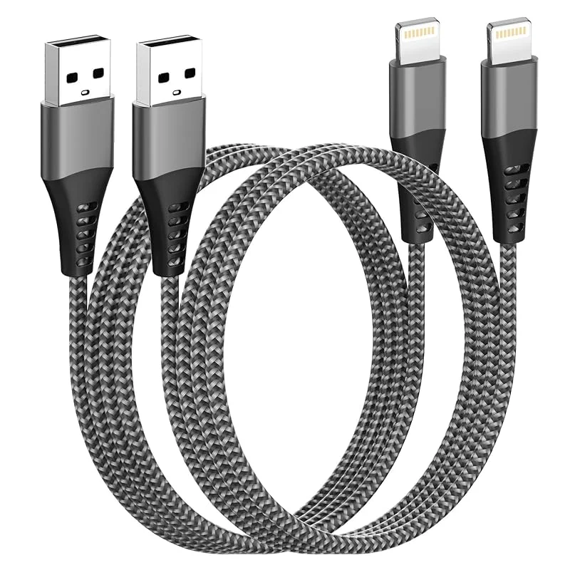 iPhone-laddningskabel 1 m 2-pack [MFi-certifierad], USB Lightning-kabel Nylon iPhone-kabel USB-laddningskabel för iPhone 14 13 12 11 Pro Max XS XR 8 7 6 5S iPad — Mobil och surfplatta