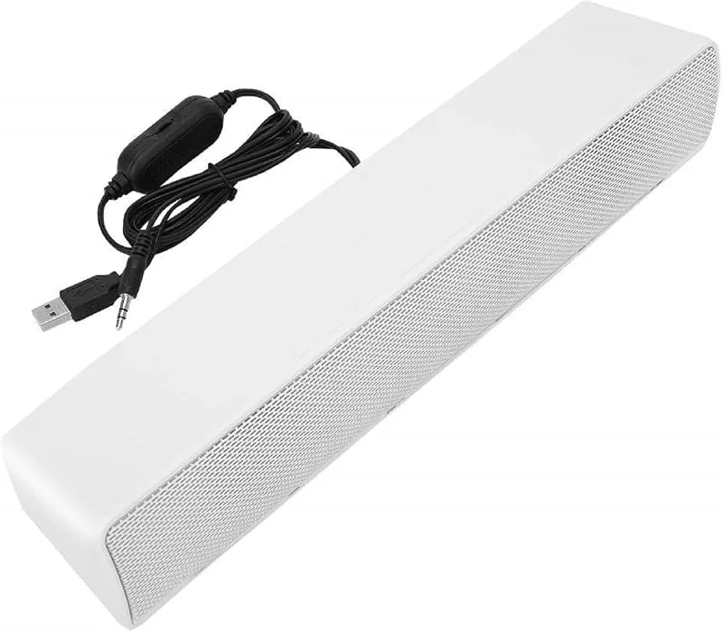 Socobeta Soundbar stereo trådbunden USB musikspelare bas surroundljudbox 3. 5 mm ingång för PC mobiltelefoner (vit) konsumentelektronik — Hörlurar och ljud