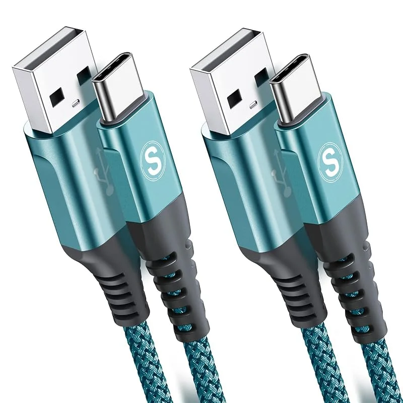 sweguard 2 m USB C typ C nylonkablar för Samsung Galaxy S10 S9 S8 Plus, Note10, Note9, M31, M30s, M20, A20e, A71, A51, A50, A40, A10e, A7, Mi9, Mi8, Redmi Note8 Pro LG G7 — Mobil och surfplatta