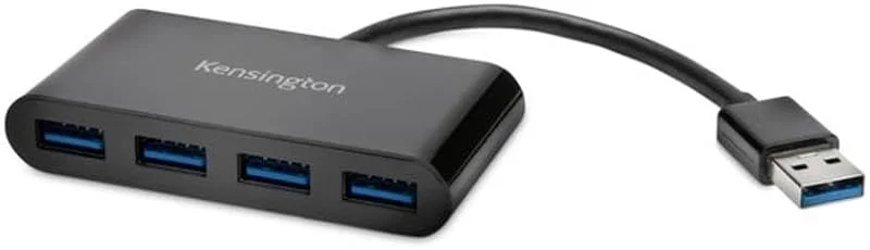 Kensington USB 3.0-hub med 4 portar, upp till 5 Gbps, Plug-and-Play-installation, för HP, Dell, Windows och Macbook, K39121EU — Laddning och kablar
