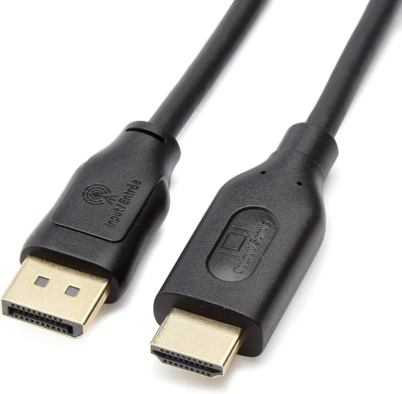Amazon Basics DisplayPort till HDMI-bildskärmskabel, enkelriktad, 4k vid 30 Hz, 1920 x 1200, 1080p, guldpläterade kontakter, 0, 9 m, svart — Laddning och kablar