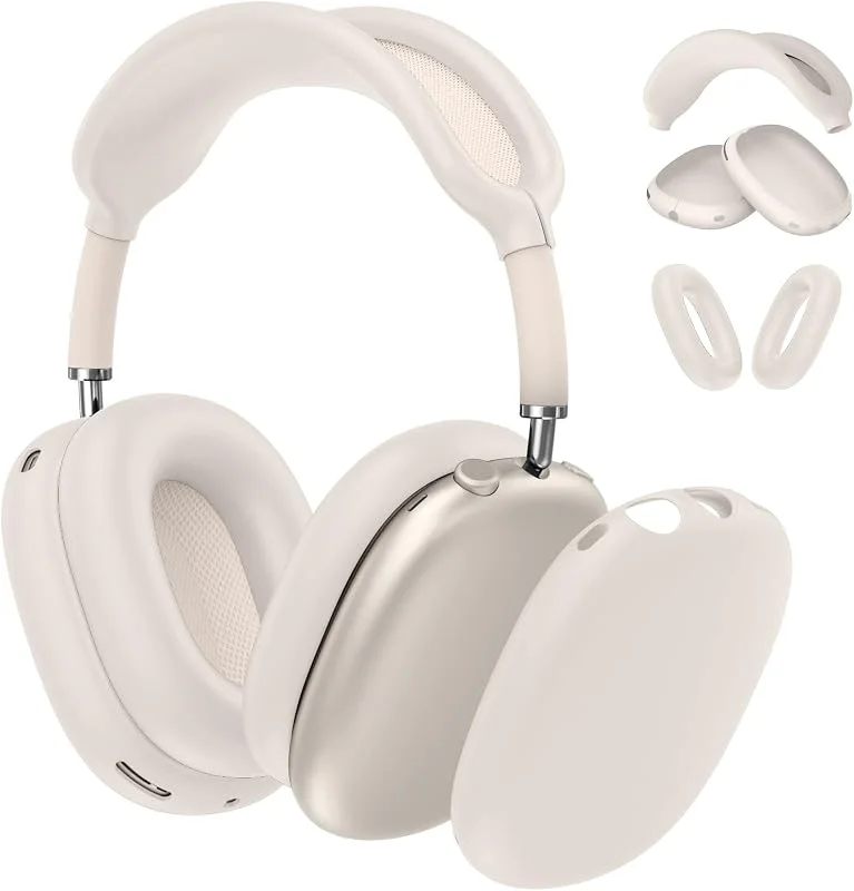 Fintie Fodral för AirPods MAX 2 (2026) och AirPods MAX 3-i-1 silikon, AirPods Max, reptåliga kuddar, hörlursfodral och pannband, stjärnljus — Mobil och surfplatta