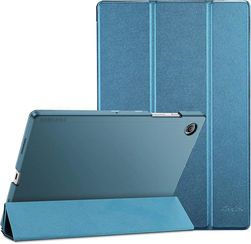 ProCase Fodral för Galaxy Tab A8 10, 5 tum (SM-X200, X205) 2022 trippel vikbart skyddsfodral ultratunt lätt stativ skal smart fodral med genomskinlig frostad baksida – turkosblått — Mobil och surfplatta