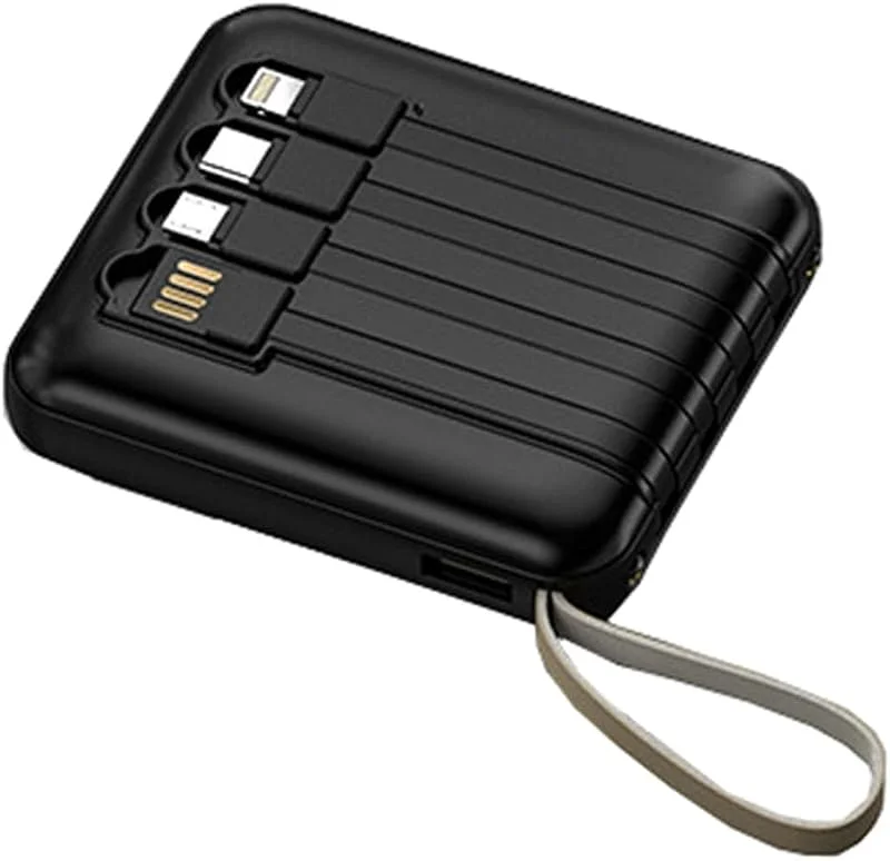 20000 mAh Power Bank bärbar batteriladdare, snabb laddning, snabbladdning av powerbank mobiltelefon, 4 mobila strömkablar (svart) — Mobil och surfplatta