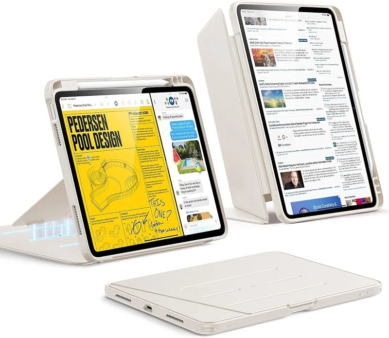 ESR iPad Air 11 tums fodral M4, M3, M2 (2026, 2025, 2024), 4, 5, 6, 7, 8:e generationen (2020, 2022), vertikalt stativ med flera stativvinklar, ultrastabil med pennhållare, flip serie, polarstjärna — Mobil och surfplatta