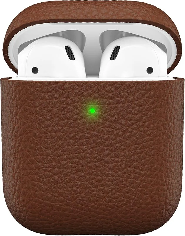 KeyBudz Artisan Läderskyddsfodral för Apple AirPods fodral, läderfodral, äkta läder, hörlurar tillbehör, brun — Mobil och surfplatta