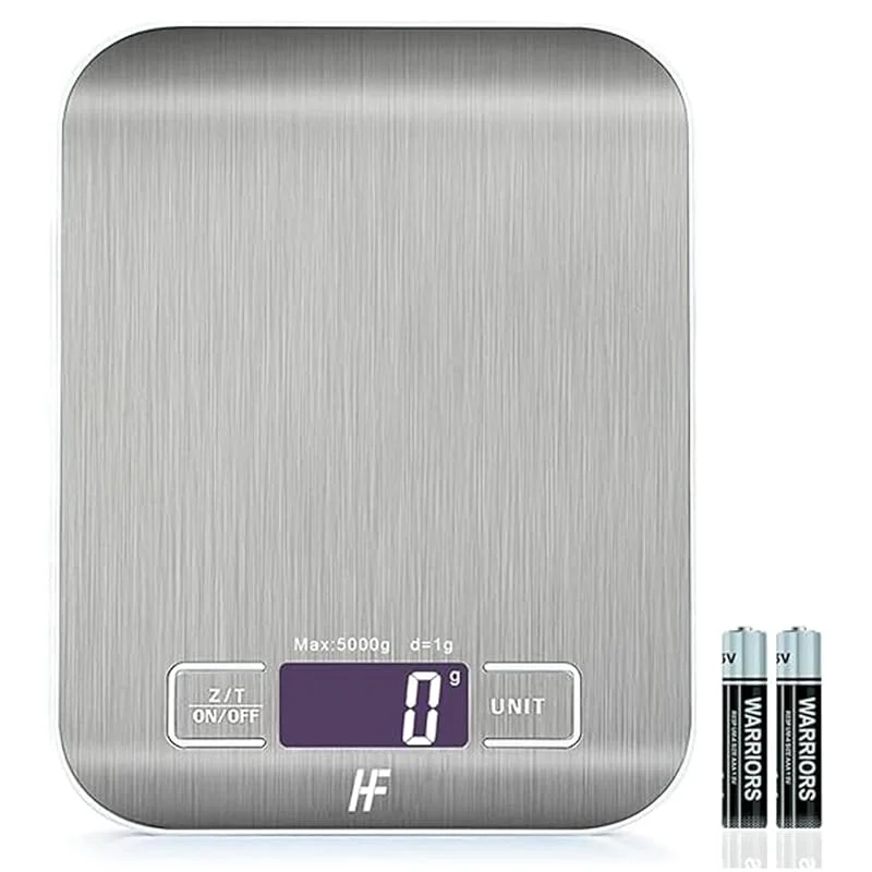 HomeFashion digital köksvåg 5 kg 1 g 11 lb med plattform i rostfritt stål, LED-display, precisionsvåg för mat till kök, matlagning, bakning, hem och kontor — Kök & Hushåll