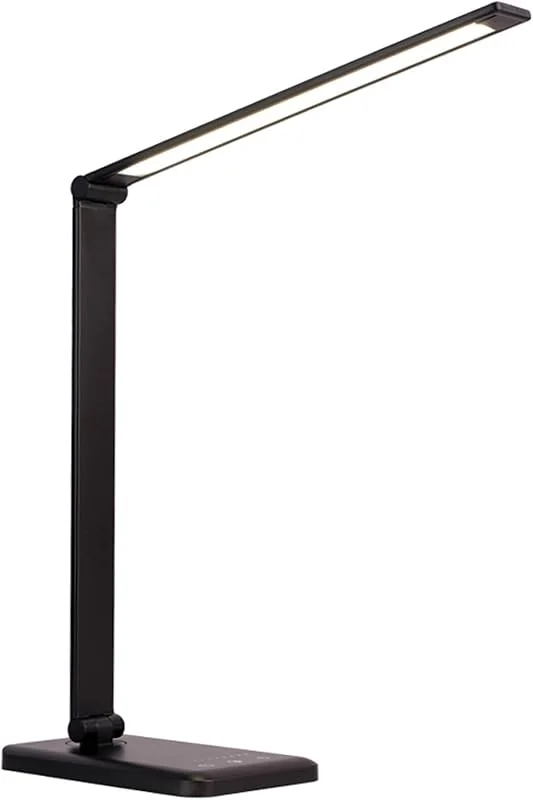 Multifunktionell LED-skrivbordslampa, touch-bordslampa dimbar vikbar, ögonvårdande kontorslampa 5 belysningslägen och 5 ljusstyrkenivåer, dagsljuslampa timer, avstängning och USB-laddningsport — Smart belysning