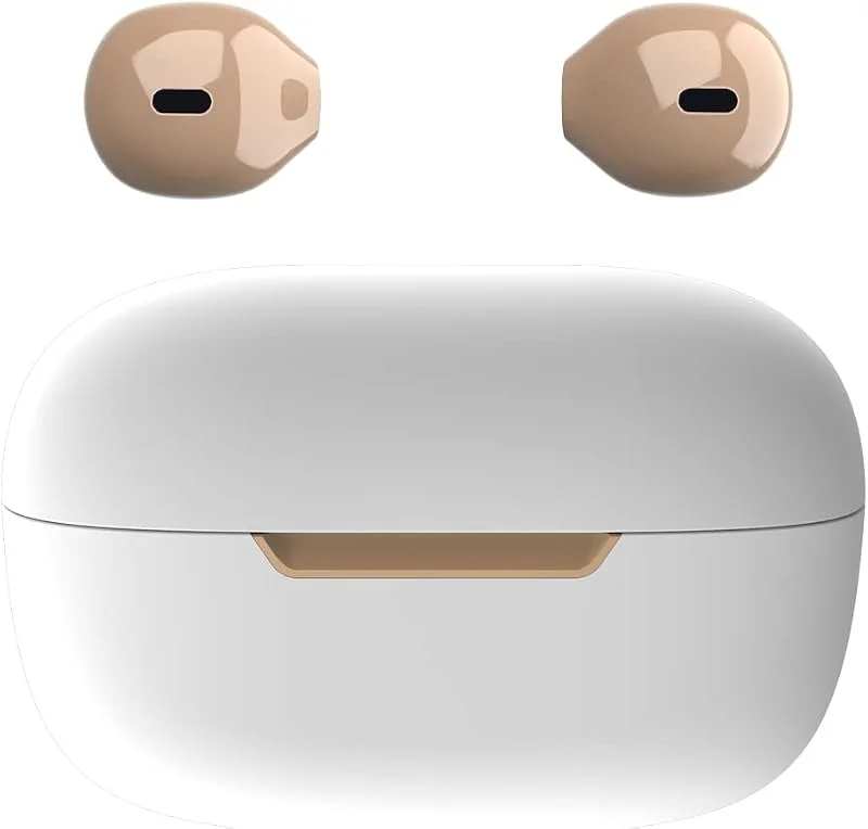 Mini trådlösa bluetooth-hörlurar små halvin-ear hörlurar med handsfree laddningsfodral för iPhone och Android-telefoner (elfenben) — Hörlurar och ljud