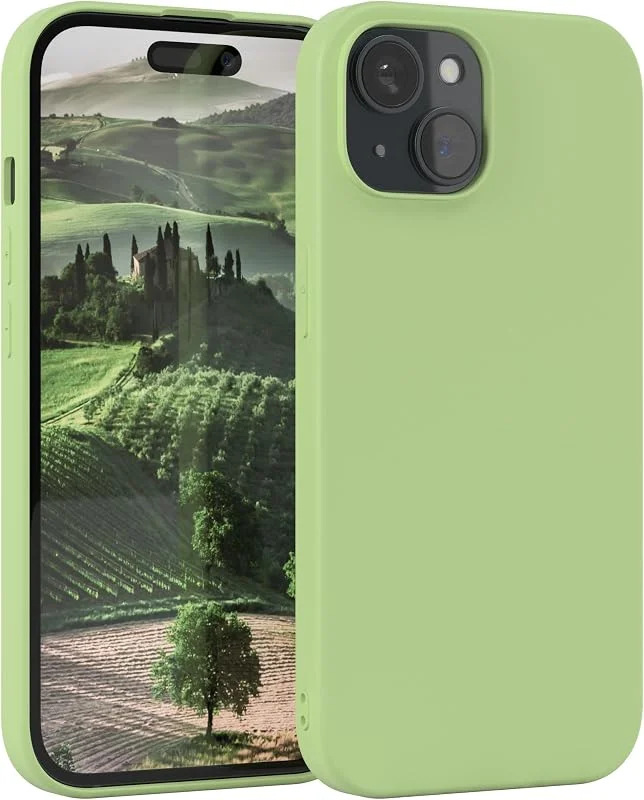 EAZY CASE Silikonfodral kompatibelt med iPhone 15 i Grön — Mobil och surfplatta
