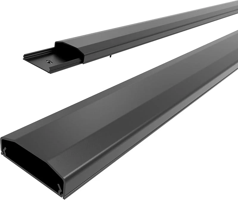 conecto Kabelkanal med 3 m tejp, självhäftande för limning eller skruvning av högkvalitativ PVC (längd 100 cm, bredd 6 cm, höjd 2 cm) svart — TV och streaming