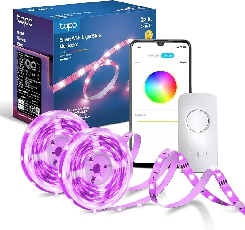 Tapo LED list 10 m, WiFi LED lights, 16 miljoner färger, dimbar, appstyrning, kapbar, kompatibel med Amazon Alexa, Hey Google, ingen hubb krävs, energibesparande Tapo L900-10 (5m X 2) — Smart belysning