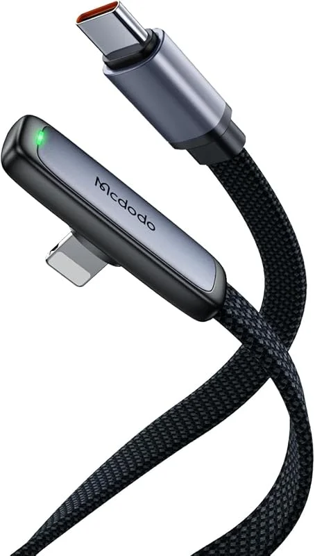 mcdodo Usb C till Lightning-kabel, 36 W iPhone-laddningskabel, kort laddningskabel som kan böjas 90 grader, nylon, fast för iPhone 14, 13, 12, 11, XS, XS Max, XR, X, 8, 8 Plus, 7, 7 Plus, 6s, 6s — Mobil och surfplatta