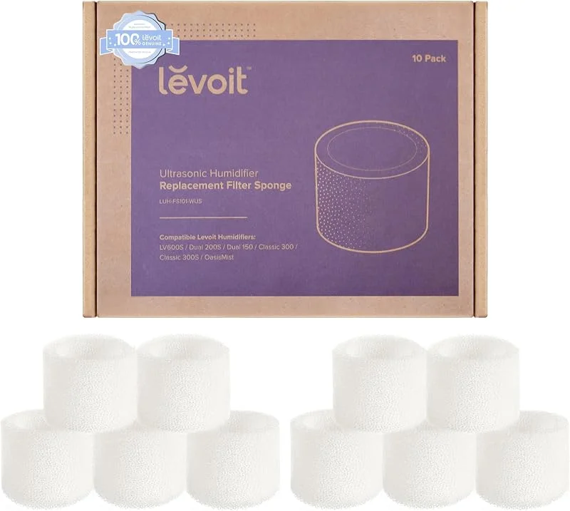 Levoit 10-pack ersättningsfilter för luftfuktare fångar fina partiklar i vattentanken för att förbättra luftfuktningseffektiviteten, kompatibel med Dual150, Dual200S, Classic300, LV600S, 10-pack, vit — Hushållselektronik
