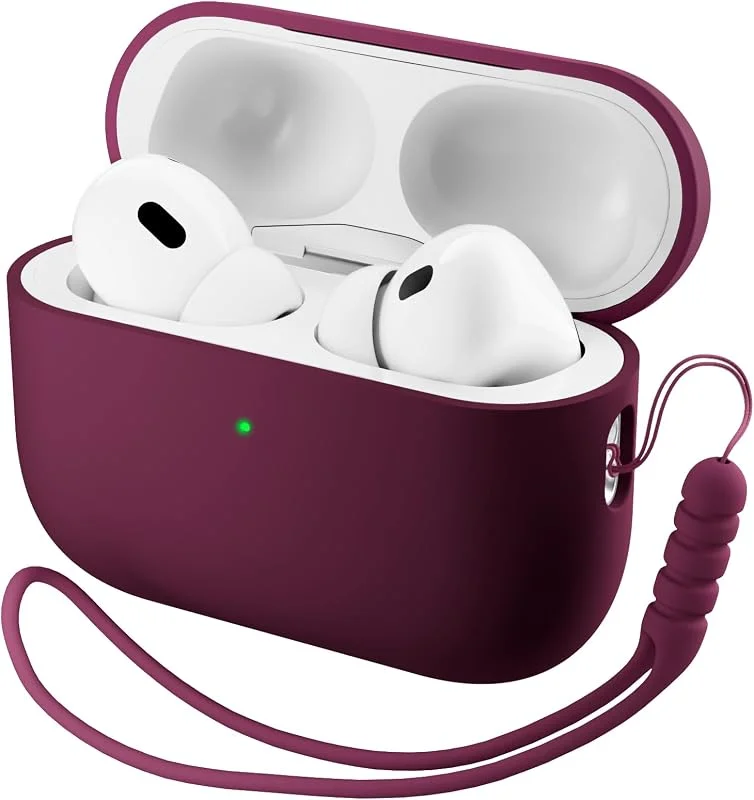 ORNARTO Fodral för AirPods Pro 3, silikon, stötsäkert och vinrött — Mobil och surfplatta