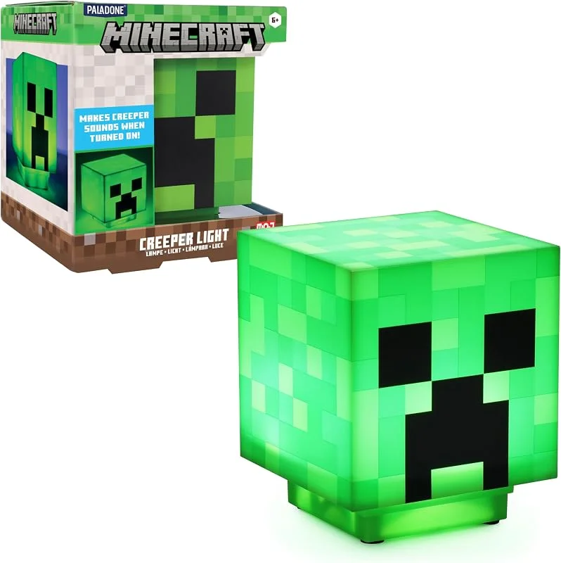 Paladone Minecraft Creeper Light Up Figure – bordslampa med zombieljud, cirka 11, plast, grön — Hushållselektronik