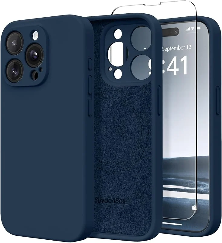 SuydanBox Magnetiskt fodral till iPhone 15 Pro, kompatibel med MagSafe, [fullt kameraskydd] [2 skärmskydd] stöttåligt skyddande telefonfodral i silikon till iPhone 15 Pro 6, 1 tum, blått (Cobalt Blue) — Mobil och surfplatta