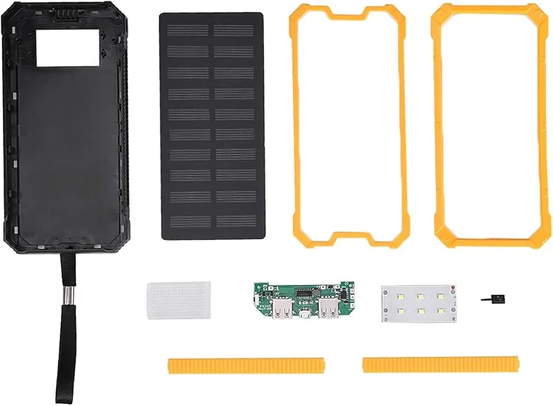 Power Bank Solar, Portable Power Bank Charger 20000 MAh Fast Charging Dual USB Polar Mobile Power Bank Case DIY Kit Suitable for Sport, School, (Yellow) — Mobil och surfplatta