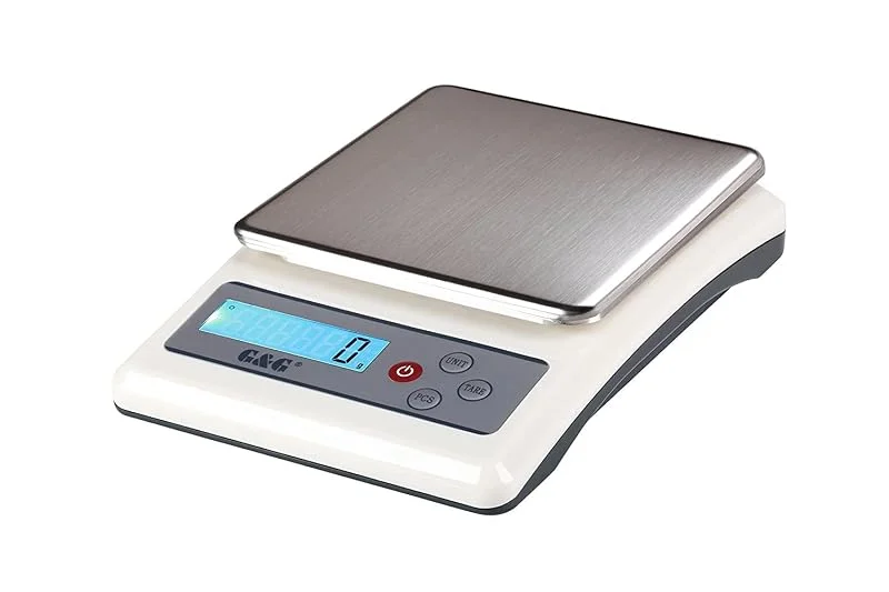 G&G KF10K köksvåg, 10 kg, 1 g, justerbar avstängning, finvåg digital våg, med strömförsörjning och batterier (KF10K: 10 kg, 1 g) — Kök & Hushåll