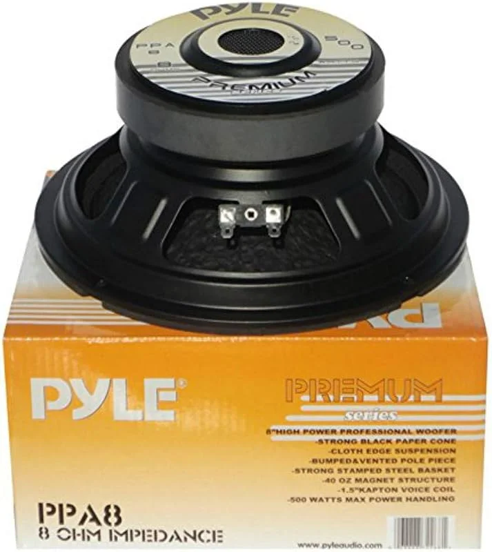 1 WOOFER PYLE PPA8 högtalare mid bass 20, 00 cm 200 mm 8" diameter 200 watt rms 500 watt max impedans 8 ohm för hemfest hem disco party, en bit — Hörlurar och ljud