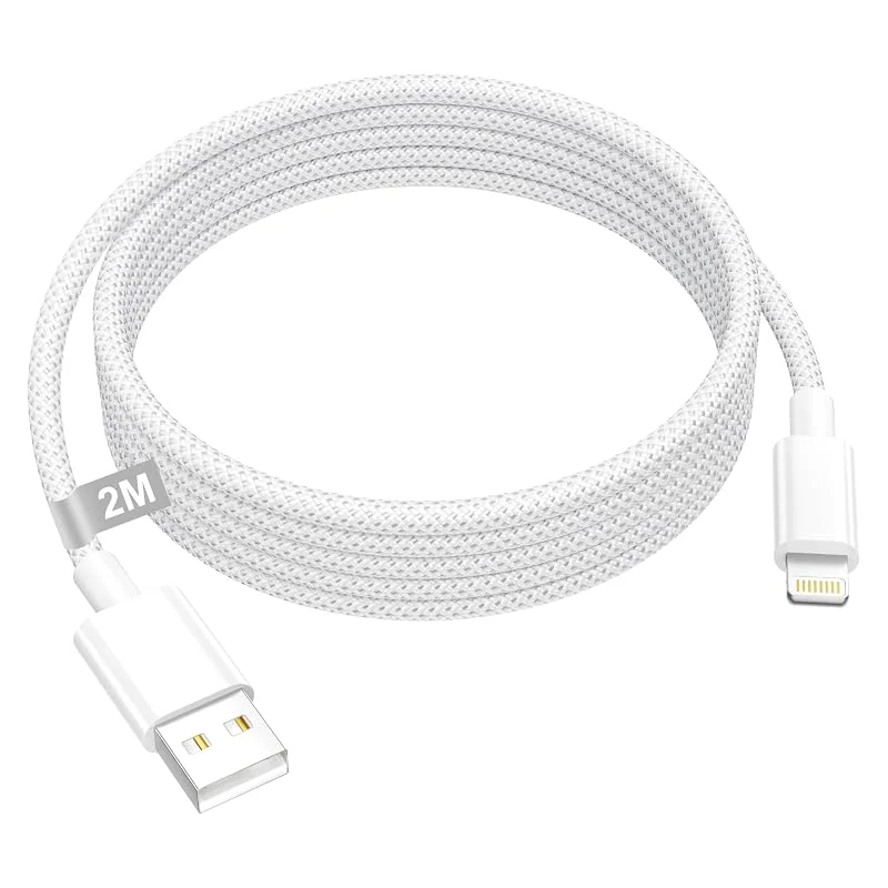 iPhone-laddningskabel 2M, [Apple MFi-certifierad] Lightning-kabel 2 m lång iPhone-snabbladdningskabel USB till Lightning-kabel för iPhone 14, 13, 12, 11 Pro Max, XS, XR, 8, SE, iPad — Mobil och surfplatta