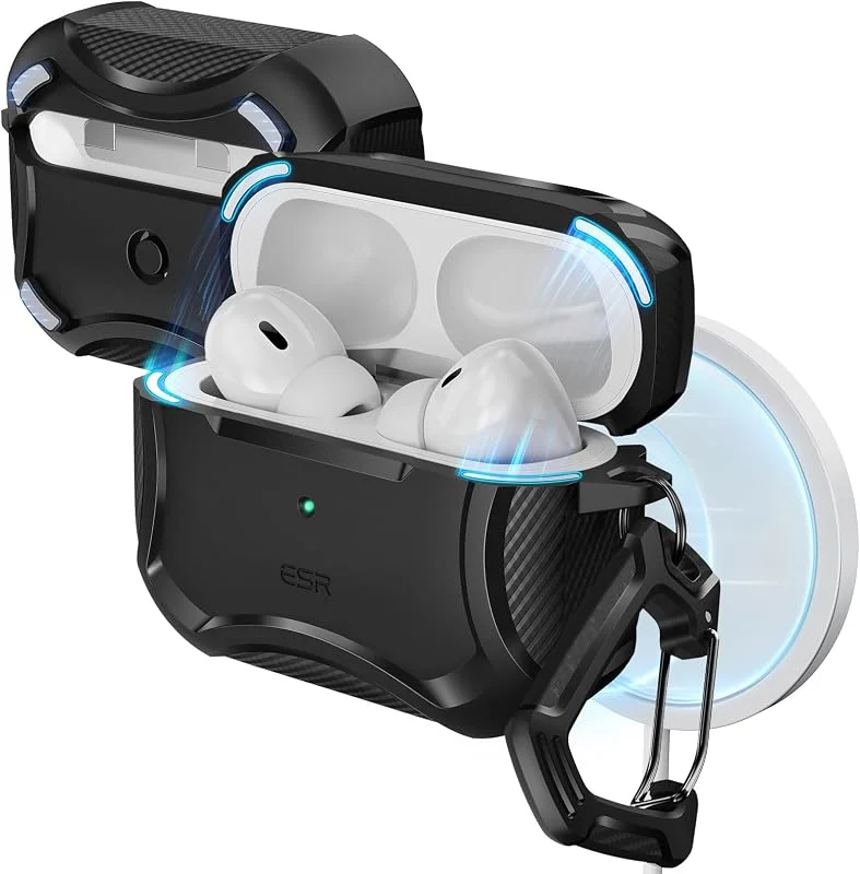 ESR för AirPods Pro 2-fodral, MagSafe trådlös laddning, kompatibel med AirPods Pro 2:a generationen 2023, 2022, 1:a generationen 2019, magnetiskt lock, HaloLock Cyber Armor tufft fodral för AirPod Pro — Mobil och surfplatta