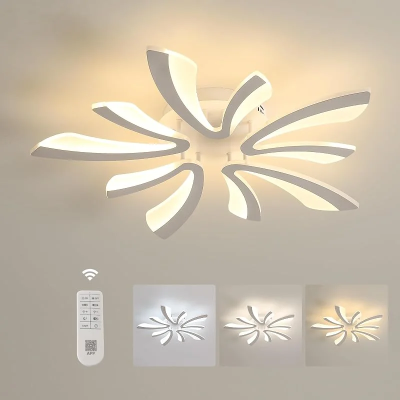 Comely Dimbar LED Taklampa, Taklampa med fjärrkontroll, 48W 5400LM 3000K~6500K Φ71cm, modern taklampa i akryl för vardagsrum sovrum — Smart belysning
