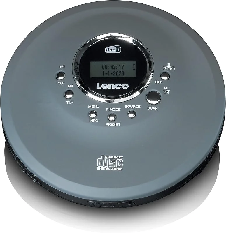 Lenco CD-400 – bärbar CD-spelare – Discman – DAB+ radio – CD, CD-R, RW, MP3-spelare – stationsminne – ljudbokfunktion – anti-shock – integrerat batteri 1000 mAh – grå — Portabel digital och ljud