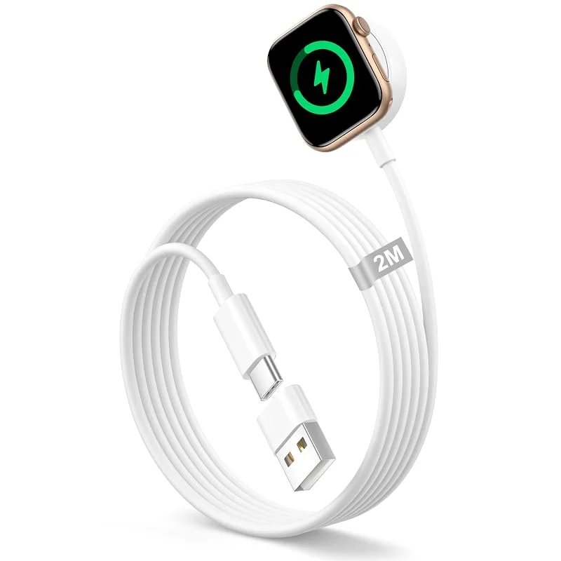Apple Watch-Laddare med USB-C, 2M Magnetisk iWatch-Laddningskabel, Snabb Trådlös Laddare för Apple Watch, Kompatibel med iWatch Series 11 10 9 8 7 6 5 4 3 2 1 Ultra SE — Mobil och surfplatta