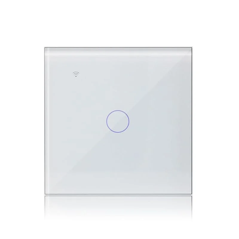 KETOTEK Ljusströmbrytare WiFi Smart Alexa Google Assistant kompatibel 1 Gäng 1 Sätt, WiFi Ljusbrytare Touch Glaspanel Tuya Smart Life APP Kontroll Vit 220V — Smart belysning