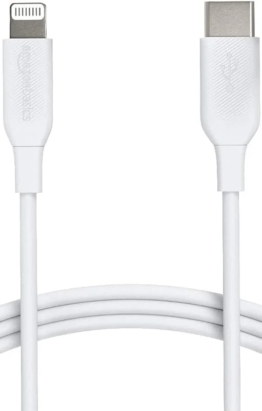 Amazon Basics USB-2.0 typ C till Lightning-kabel (MFi-certifierad), 1, 8 m, vit — Mobil och surfplatta