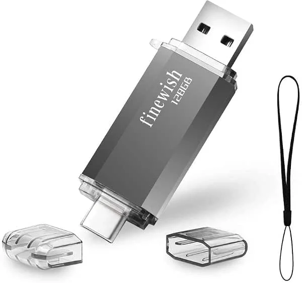 Geweo Typ C USB-minne 128 gb, 2-i-1 USB C-minne 128 GB bärbar USB 2.0 pennenhet 128 gb för MacBook Pro, Android mobiltelefon, platta, bärbar dator och dator (grå) — Datortillbehör