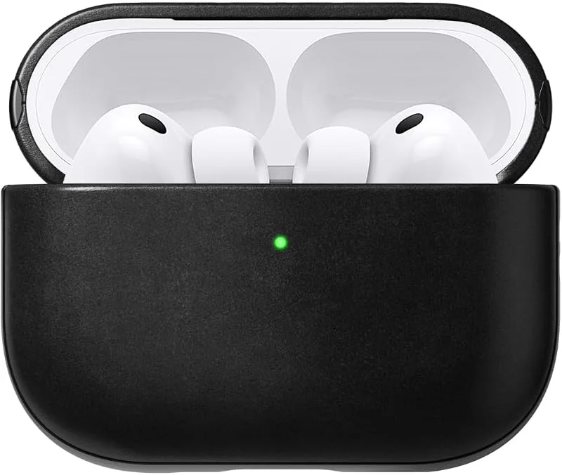 Nomad AirPods Pro 3-fodral i svart Horween-läder, fodral för AirPods Pro 3:e generation, kompatibelt med AirPods Pro 3:e generation, fodral, Qi och MagSafe-laddning — Mobil och surfplatta