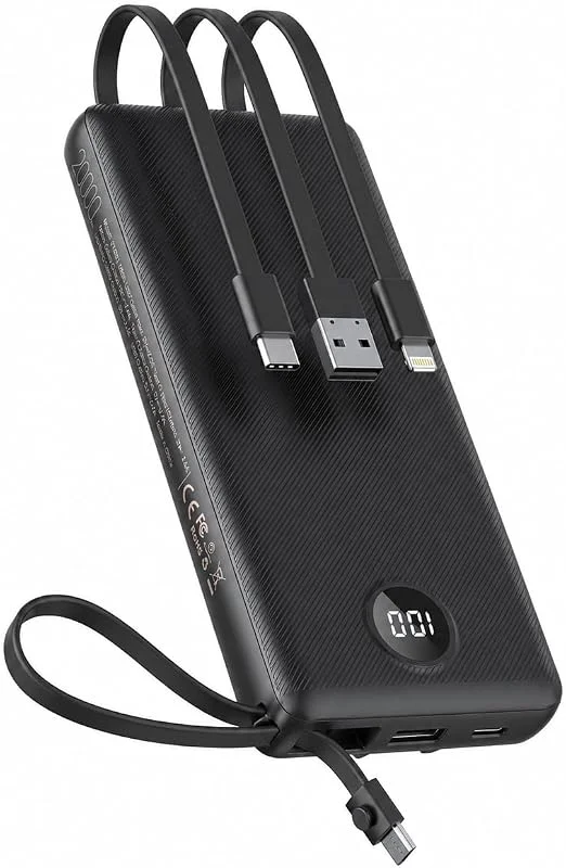 VEEKTOMX 20000mAh Power Bank with 4 Built-in Cables, USB C bärbar laddare — Mobil och surfplatta