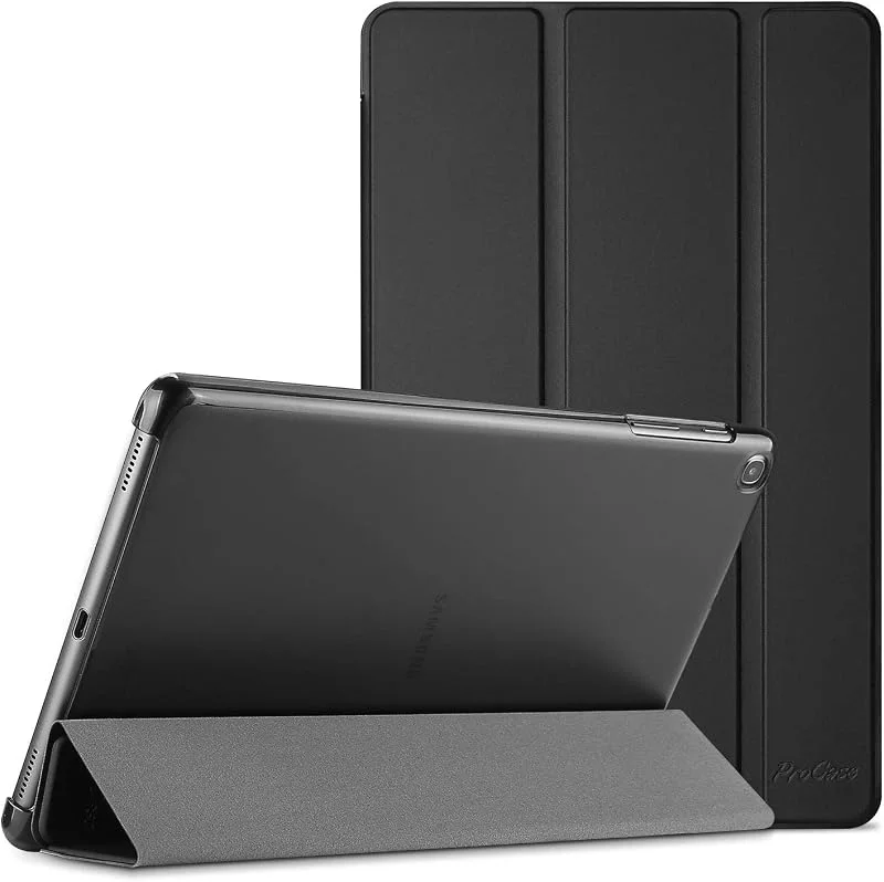Procase Skyddfodral För Galaxy Tab A 25, 7 cm (10, 1″) Modell 2019 Tunn Lätt Med Ståfunktion, Svart — Mobil och surfplatta