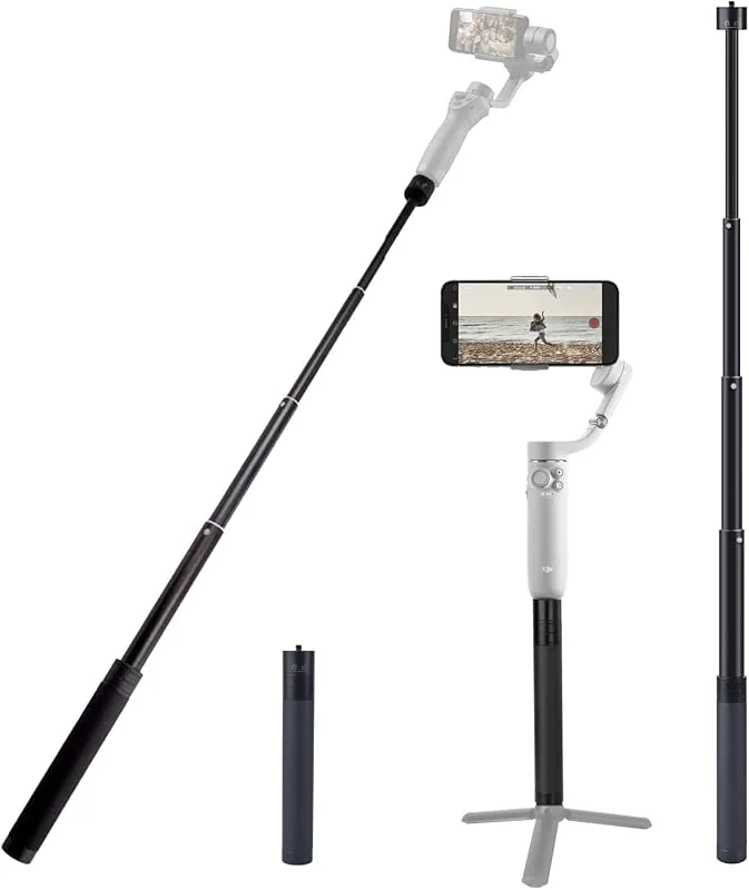 Förlängningsstång för gimbal, 29 tum selfiepinne kompatibel med Gimbal stabilisator DJI OM 5, 4 Osmo Mobile 3 2, Feiyu, Zhiyun Smooth 5 Q & 4 och alla gimbles med 1, 4 tum tråd handhållen pole Go Pro actionkamera — Portabel digital och ljud