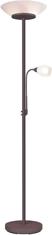 Reality Leuchten Golvlampa Gerry R40063124, metall rostfärgad, glas vit, exkl. 2x E27 & 1x E14 — Smart belysning