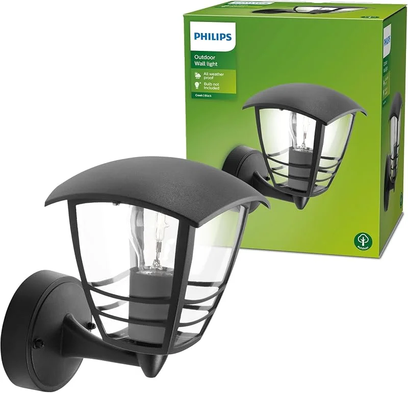 Philips Creek vägglampa för utomhusbruk E27, aluminium, svart — Smart belysning