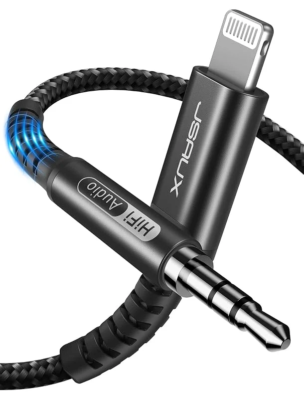 JSAUX Lightning till 3, 5 mm ljudkabel 1, 8 m, [Apple MFi-certifierad] Lightning till Aux-kabel, kompatibel med iPhone 14, 14 Pro, 13, 13 Pro Max, 12, 12 Mini, 12 Pro, 12 Pro Max, 11 Pro Max, X, XR, XS Max, 8, 7 — Mobil och surfplatta