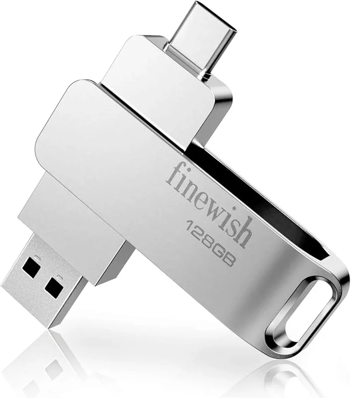 Geweo Minne Stick 128 GB USB 3.0, USB C Flash-enhet 128 GB 2 i 1 Otg Typ C, USB 3.0 Pennenhet 128 GB för Samsung, Huawei, Oneplus, Macbook, Pc, Android smartphone, surfplattor. Silver — Datortillbehör