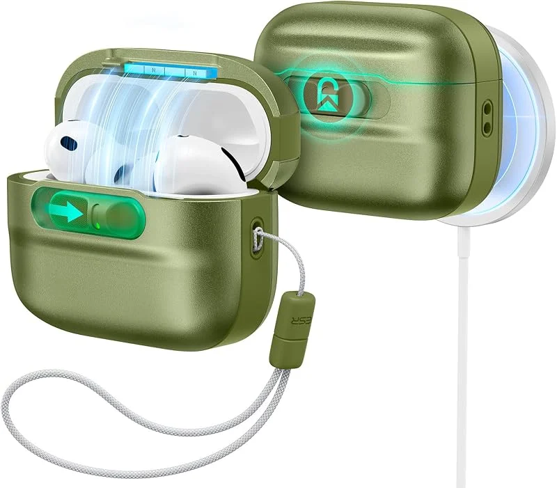 ESR fodral för AirPods Pro 3, MagSafe-kompatibel, fallskydd, grön — Mobil och surfplatta